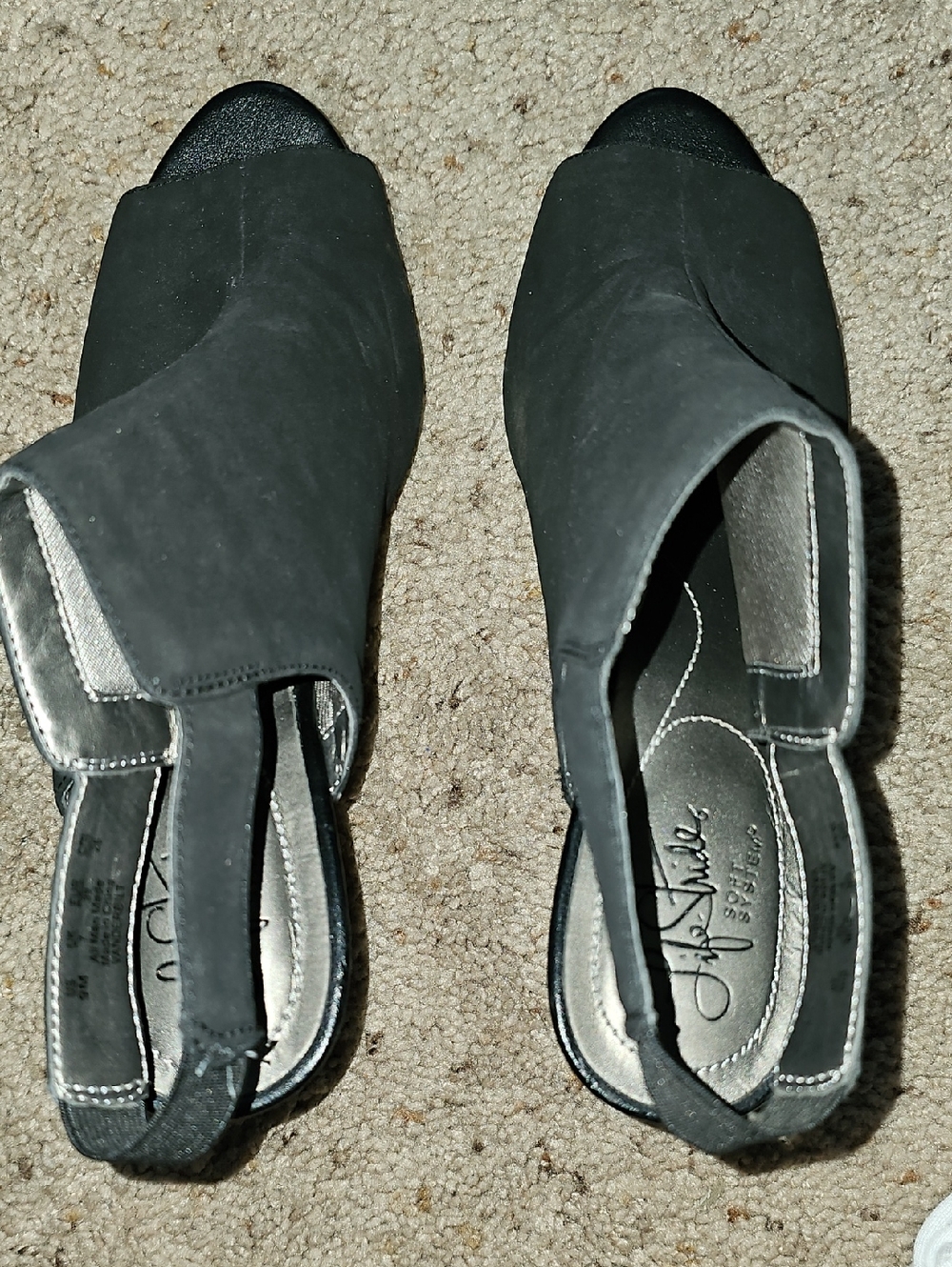 Life Stride Black Open-Toe Slingback Mules